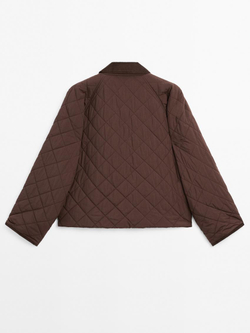 Massimo Dutti Короткая легкая куртка с вельветовой деталью, бордо