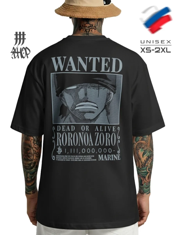 Футболка оверсайз с принтом Zoro One Piece черная