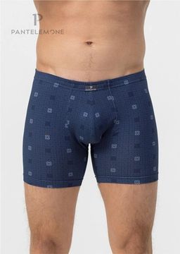 Трусы мужские боксеры удлинённые Pantelemone PMHL-1454, клетка темно-синяя