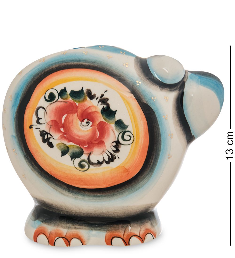 ГЛ- 447 Копилка «Слон» золото цв. (Гжельский фарфор)