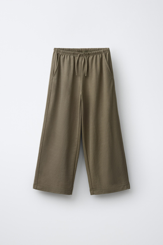ZARA БРЮКИ WIDE LEG СВОБОДНОГО КРОЯ, ХАКИ