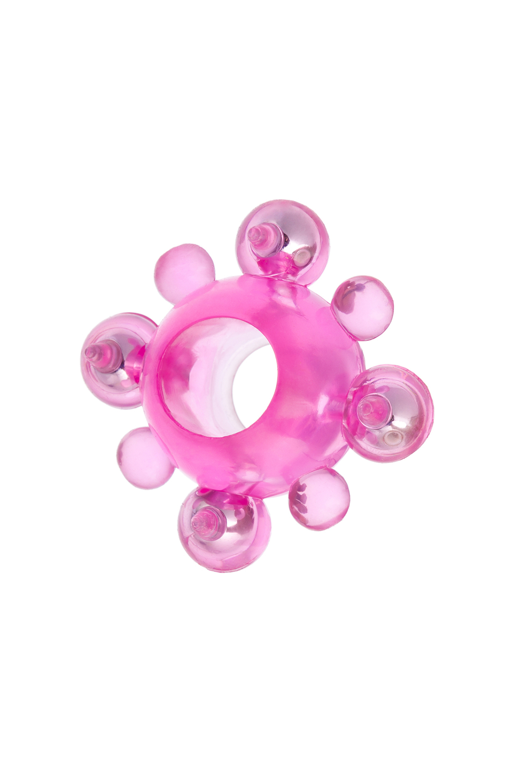 Эрекционное кольцо с бусинами розовое 2 см