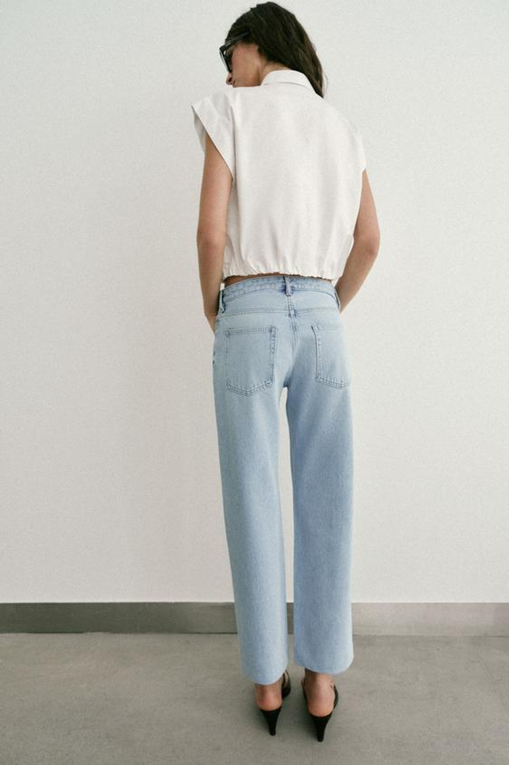 ZARA ДЖИНСЫ Z1975 SLIM С ВЫСОКОЙ ПОСАДКОЙ, ГОЛУБОЙ