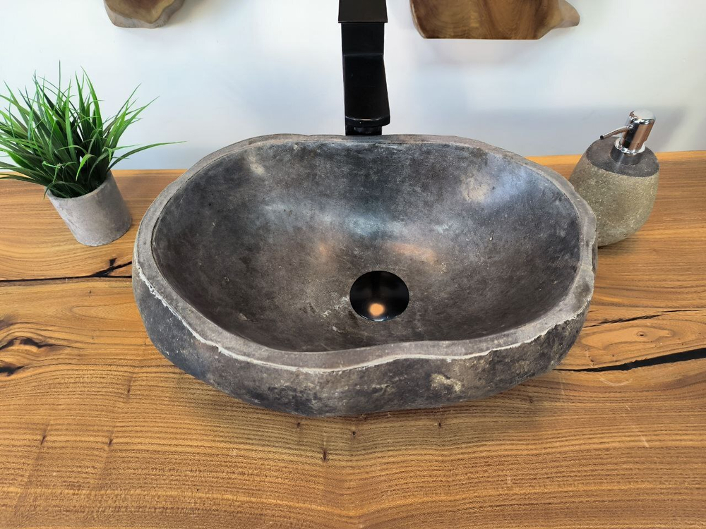 Раковина из речного камня RS-65782 44х31х15 из натурального камня
