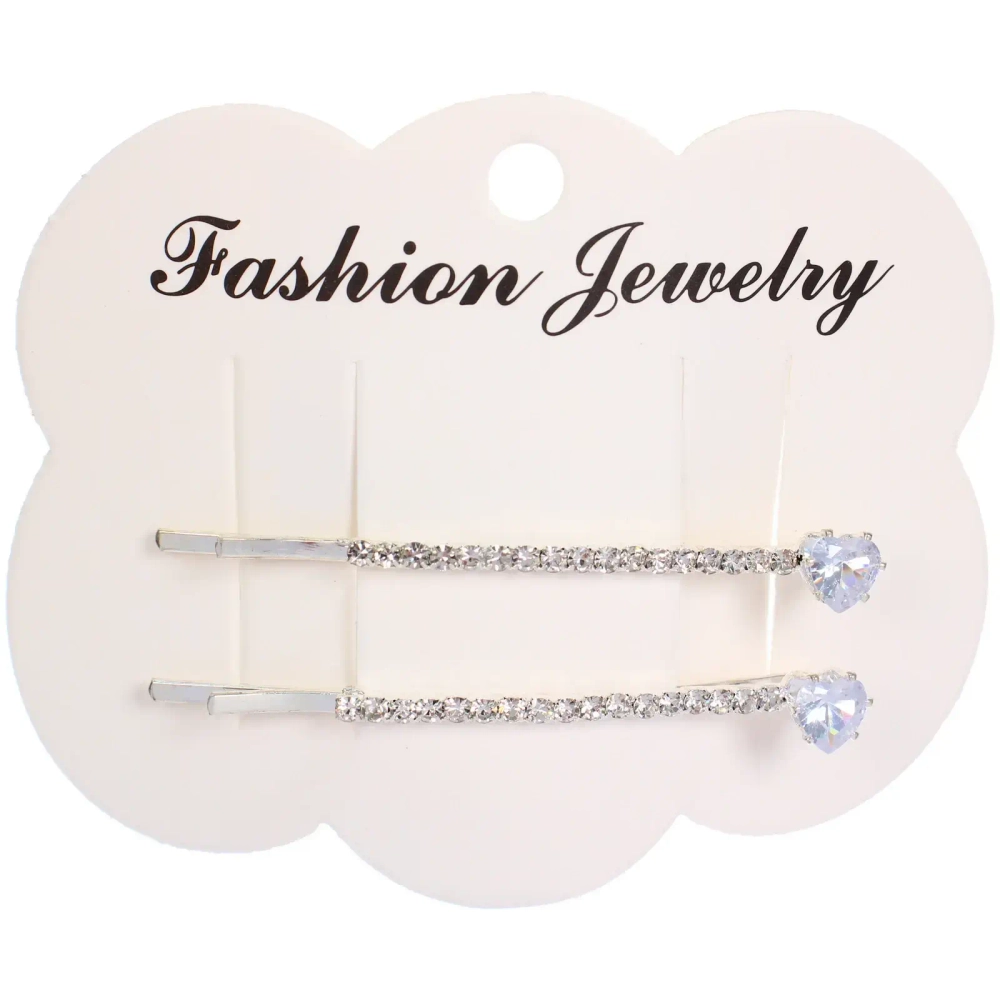 Невидимки для волос 2шт «Кристалы Агоры», сердечки, 6см (блистер и пакет с подвесом)