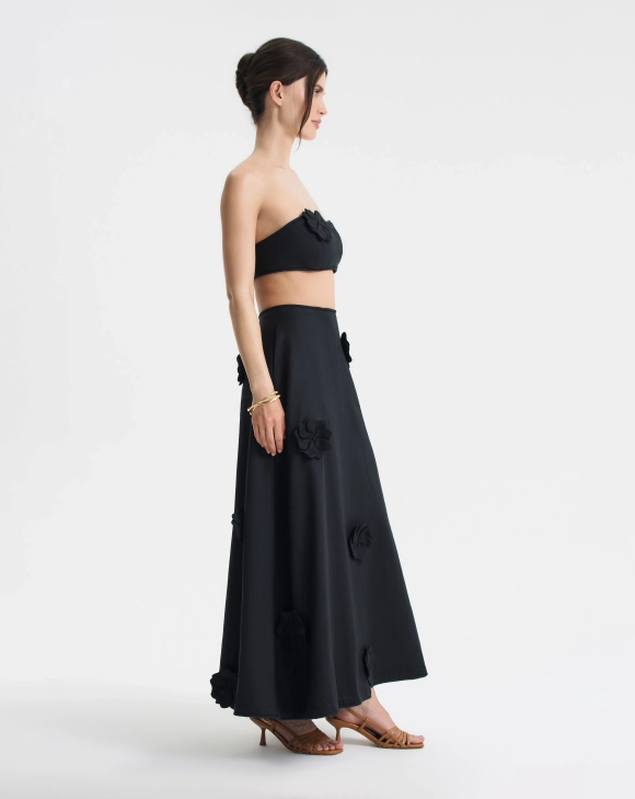 Льняная юбка с цветами