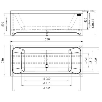 Акриловая ванна Патрисия 175х75, рама-подставка