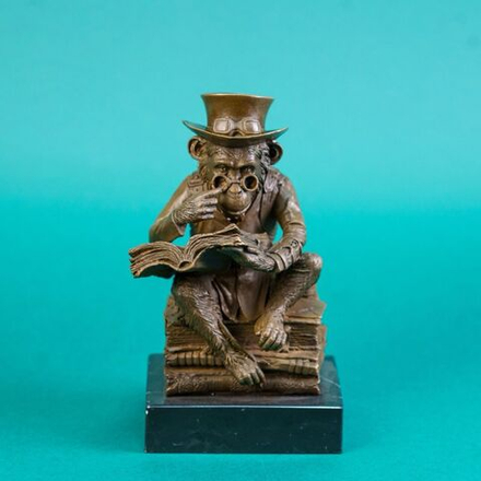Винтаж: Кабинетная/Бронзовая скульптура «Обезьяна-Изобретатель»