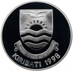 5 долларов.Корабль парусник бриг Потомак 1843 Кит Лодка. Кирибати. 1998 год