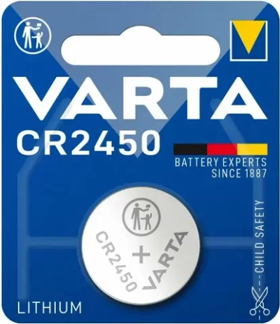 Батарейка Varta Lithium Coin CR2450 , 570 mAh , ( 1 ) шт. в блистере, 06450101401