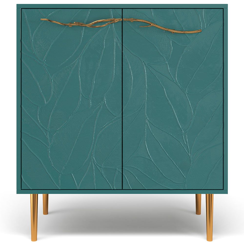 Комод Арт Колор leaves Стайл Голд с 2 полками Пастельно-синий