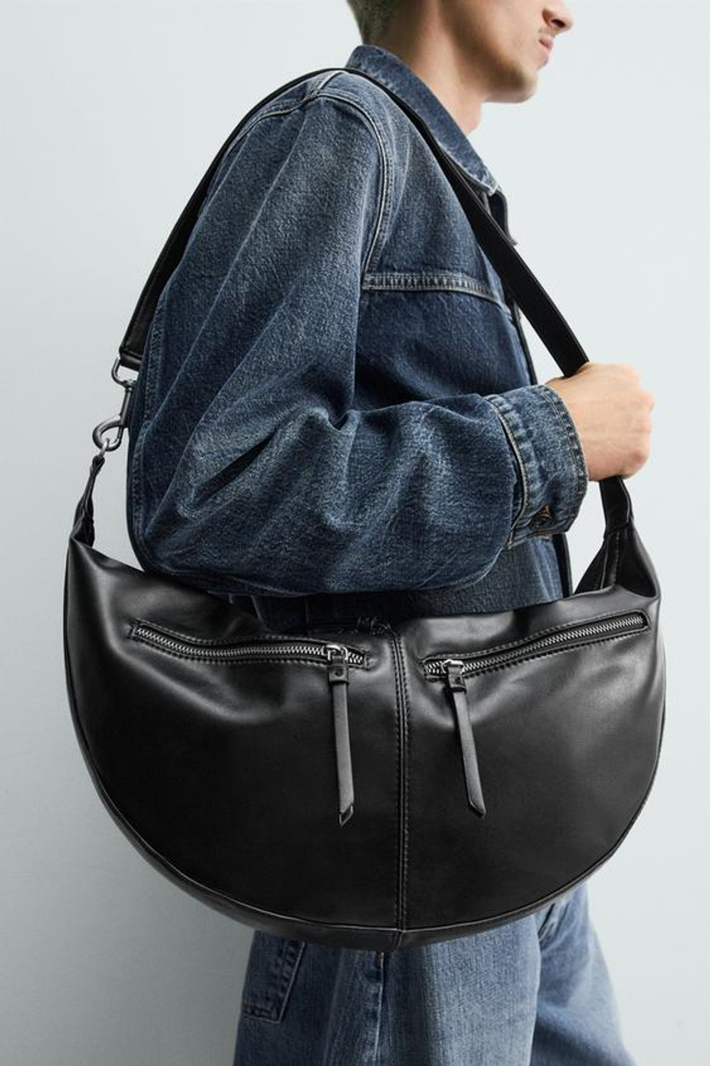 ZARA СУМКА С ОТДЕЛОЧНОЙ СТРОЧКОЙ, ЧЕРНЫЙ