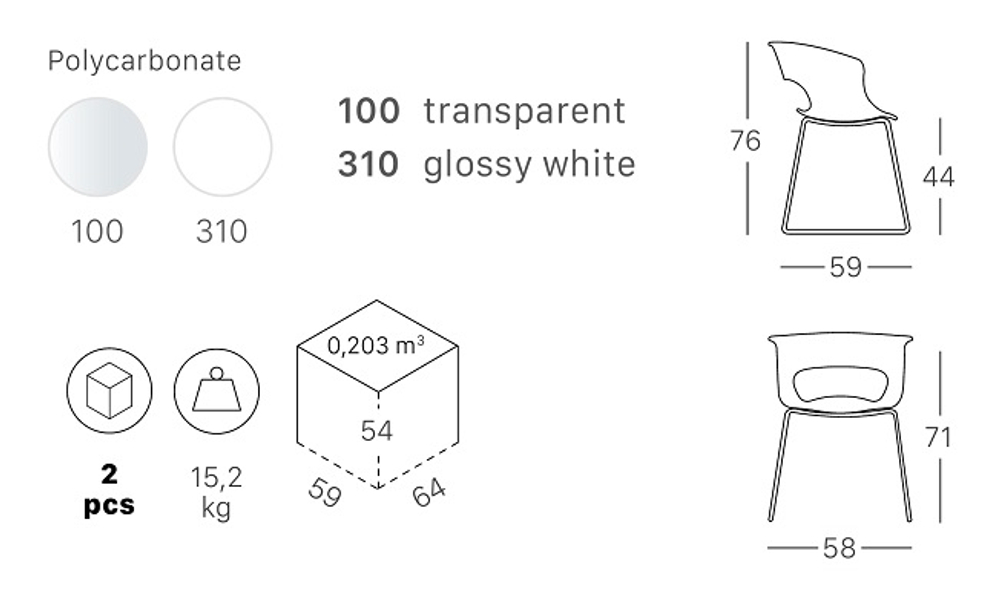 Кресло прозрачное Scab Design Miss B Antishock, хром, прозрачный
