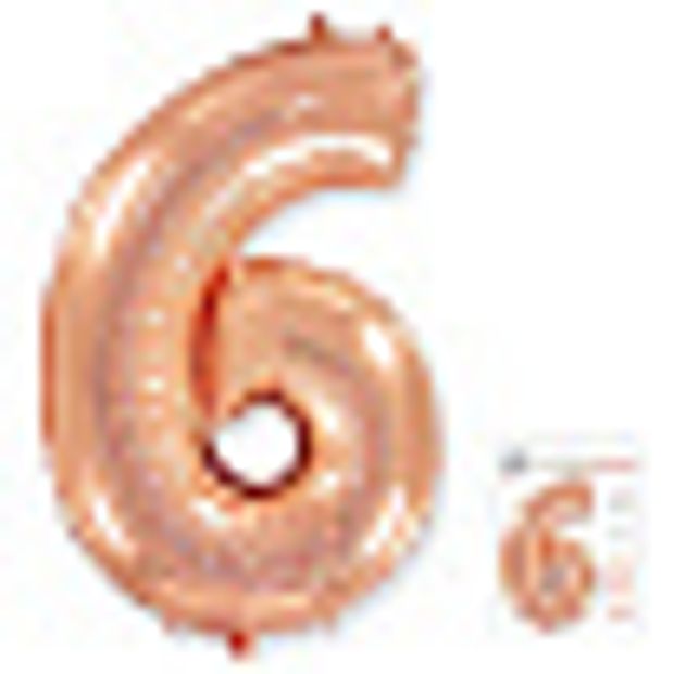 F Шар-цифра, фольга, Золото розовое, "Цифра 6", 102 см(БГ-60)
