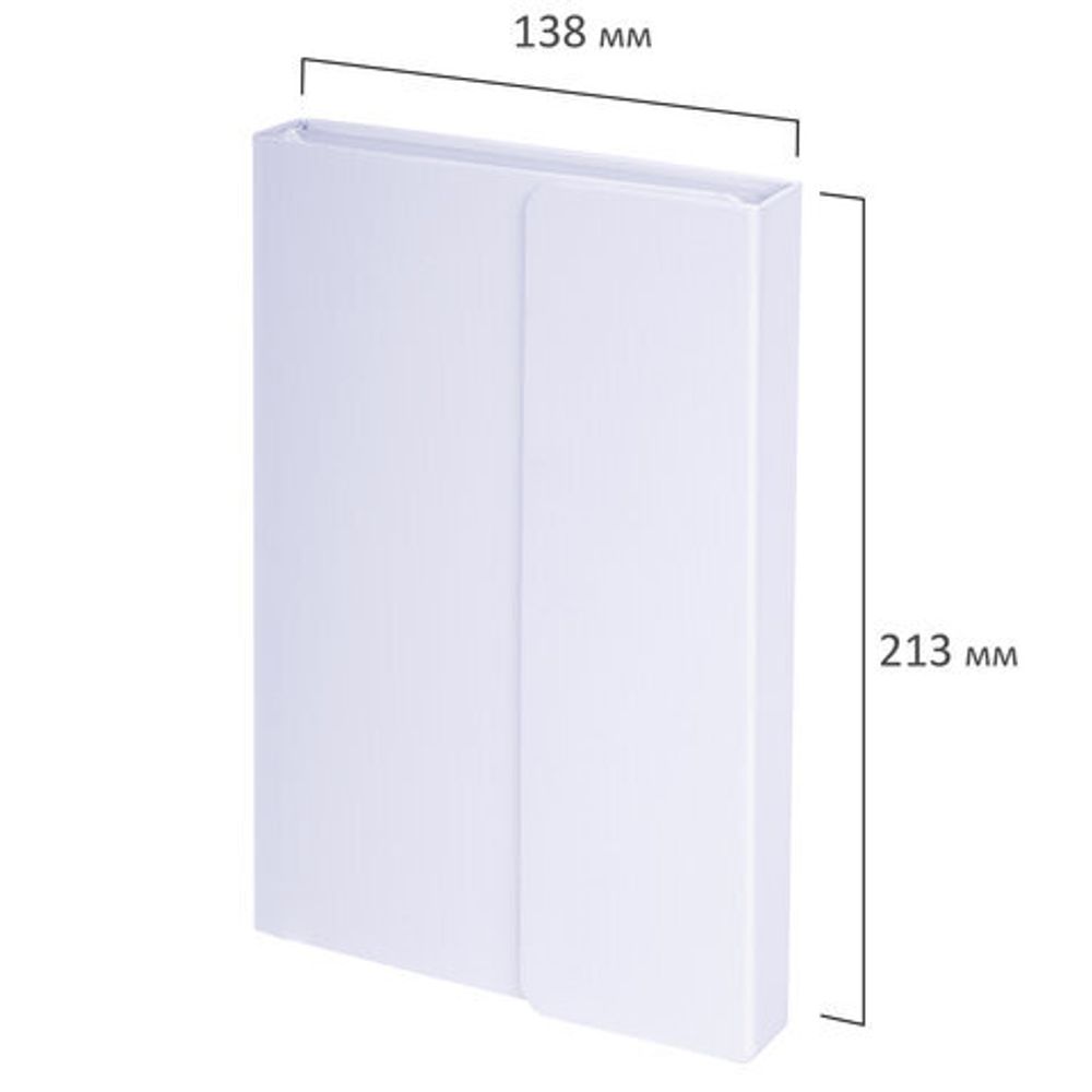 Ежедневник недатированный А5 138х213 мм BRAUBERG "Towny", под кожу, 160 л., магнитный клапан, белый, 114459