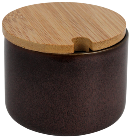 Сахарница с бамбуковой крышкой 250мл фарфор коричневый
