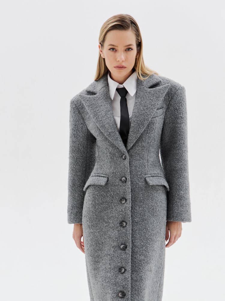 Пальто однобортное приталенное Grey