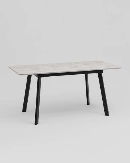 Стол Batu new 120-160/80/76 столешница ЛМДФ ароза светлая подстолье металл черный
