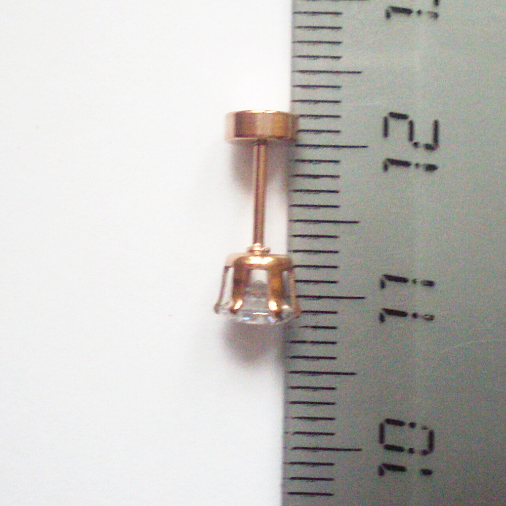Микроштанга ( 6 мм) для пирсинга уха с кристаллом 5 мм. Медицинская сталь, золотое анодирование.