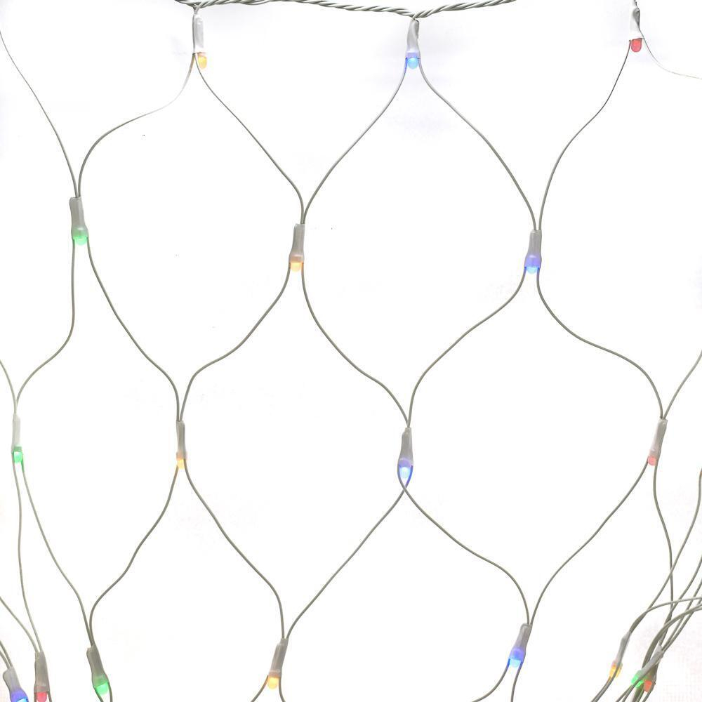 Электрогирлянда сетка цветная LED 240 лампы, 2*2м, 4 мигания, прозрачный провод, кор