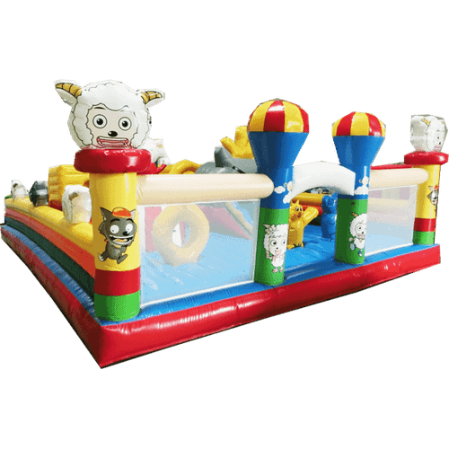 Надувной батут с крышей "Злой страшный серый волк"