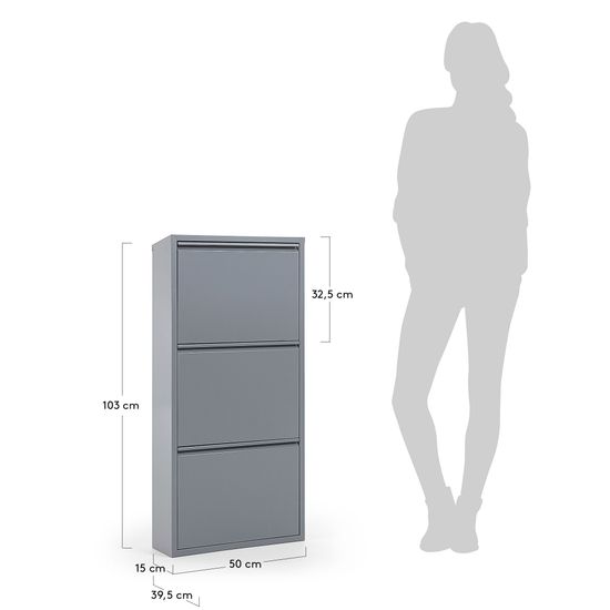 Полка для обуви Rox 3 двери металлическая серая