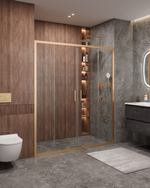 Дверь в проём Cezares MOLVENO-BF-2-170-C-BORO-IV, 170х195, профиль брашированное золото, прозрачное стекло