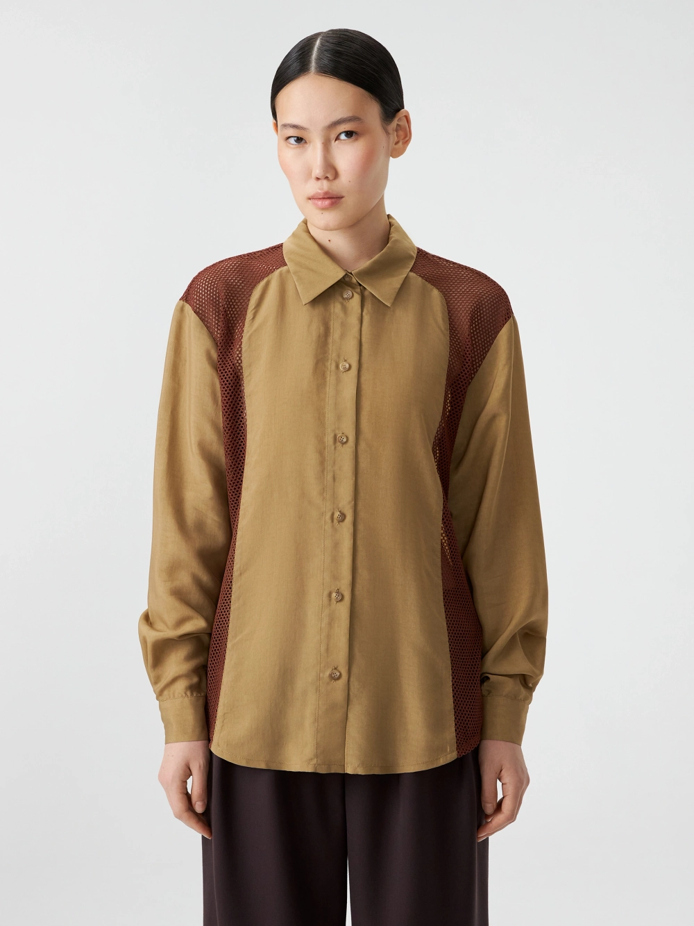 Рубашка со вставками из сетки OLA OLA