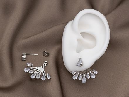 Серьги-джекеты "Crystal Rain" 26,5мм