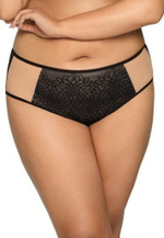 Двухцветные трусики-слипы с цветочным рисунком (Размер: XL) (Цвет: черный с бежевым)