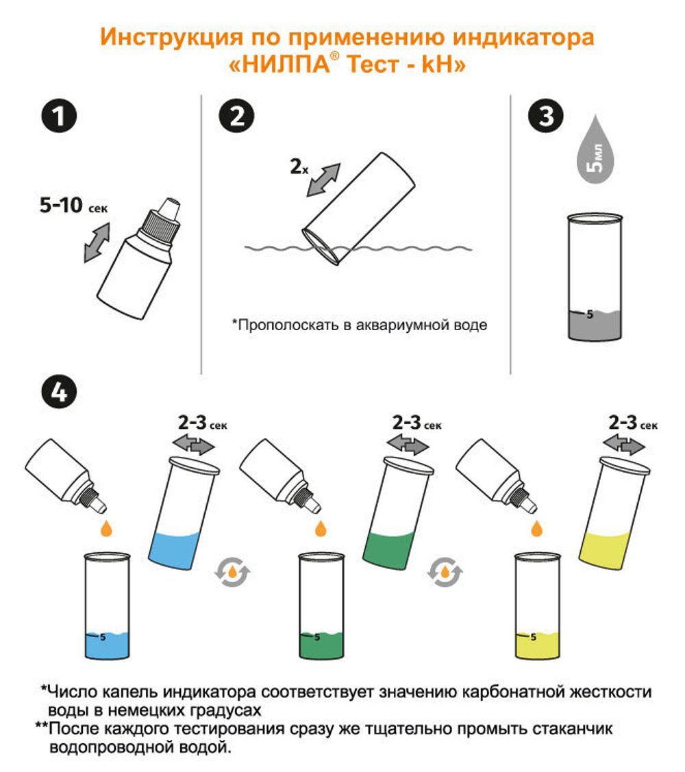 Нилпа Тест для измерения карбонатной жесткости (KH)