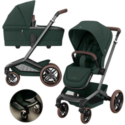 Детская коляска Maxi-Cosi Fame 3 в 1 с автокреслом CabrioFix Essential graphite Twillic Green/зеленый