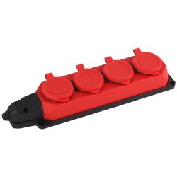 Колодка ЭРА K-4e-RED-IP44 каучуковая с заземлением 4 розетки 16A IP44 красная | Колодки