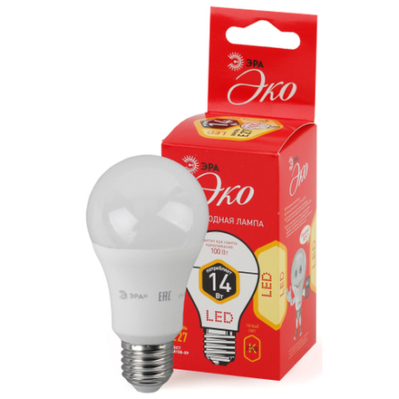 Лампочка светодиодная ЭРА RED LINE ECO LED A60-14W-827-E27 Е27 / E27 14Вт груша теплый дневной свет