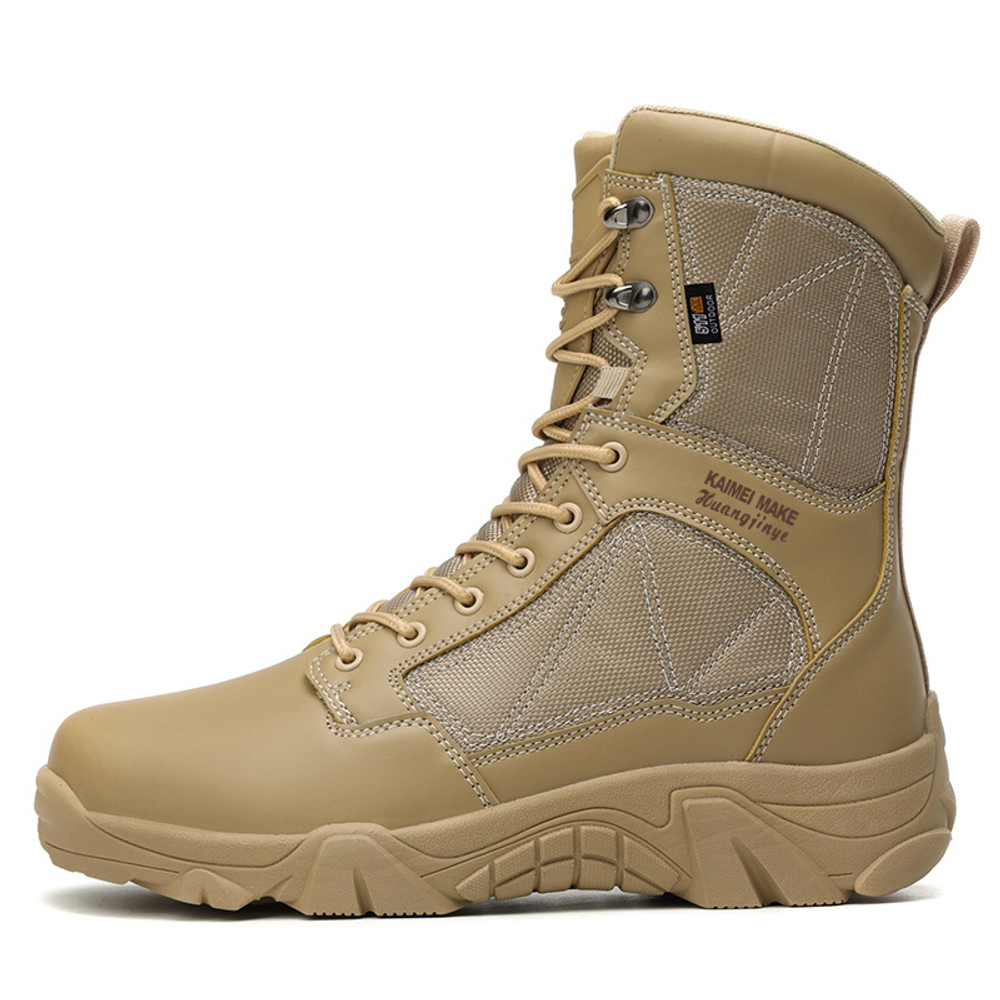 QINGZU PU, Mesh Breathable Abrasion Resistant Cushioning Short Combat Boots Men"s