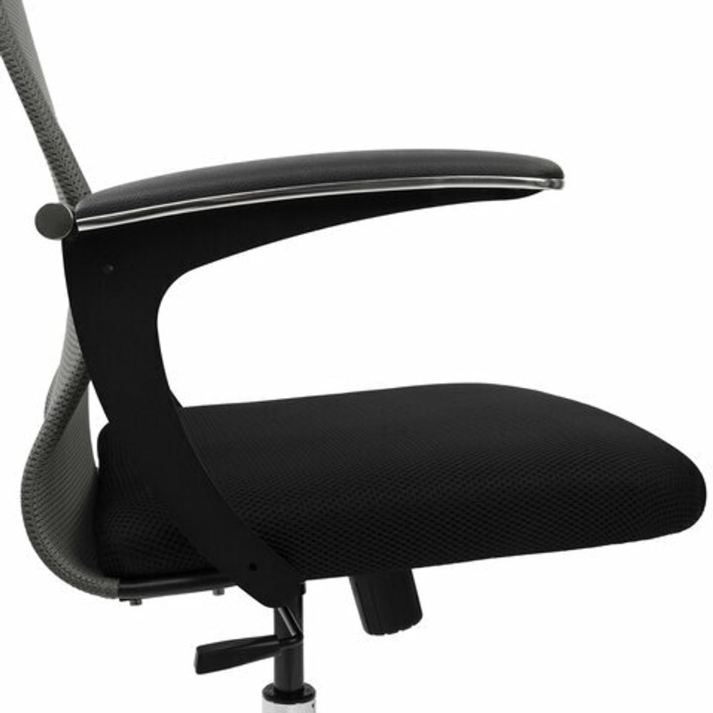 Кресло офисное BRABIX PREMIUM "Ultimate EX-801" хром, плотная двойная сетка Х2, черное/серое, 532918