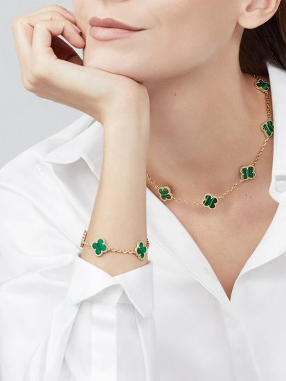 Браслет Van Cleef & Arpels Vintage Alhambra в желтом золоте с малахитом