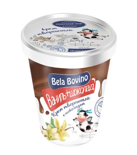Крем творожный "Bela Bovino" Ваниль+шоколад 3% 145г. Молочный Мир