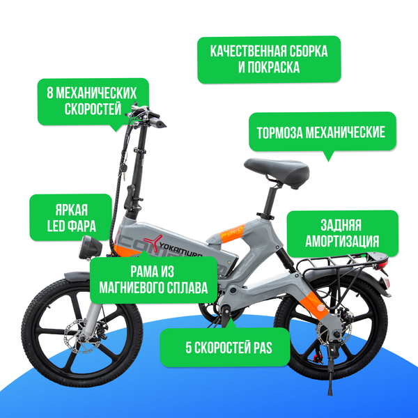 Электровелосипед Yokamura Combo 20 (48V/11Ah) - Space Grey фото №3