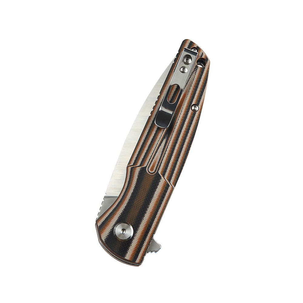 Нож складной Bestech Fin сталь 14C28N, рукоять G10 черно-оранжевая-бежевая