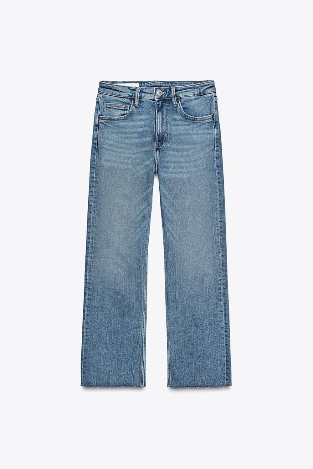 ZARA ДЖИНСЫ TRF CROPPED FLARE С ВЫСОКОЙ ПОСАДКОЙ, СИНИЙ