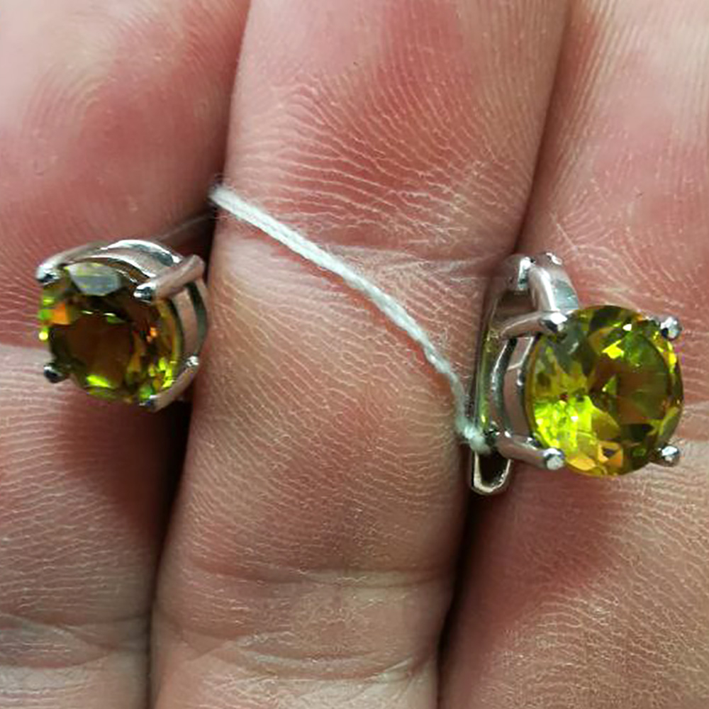 Серьги "Айседора" султанит, циркон