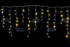Светодиодная мерцающая бахрома 3*0.8 м., 220V, 100 теплых белых LED ламп, прозрачный силикон, Winner (ww.02.5T.100+)