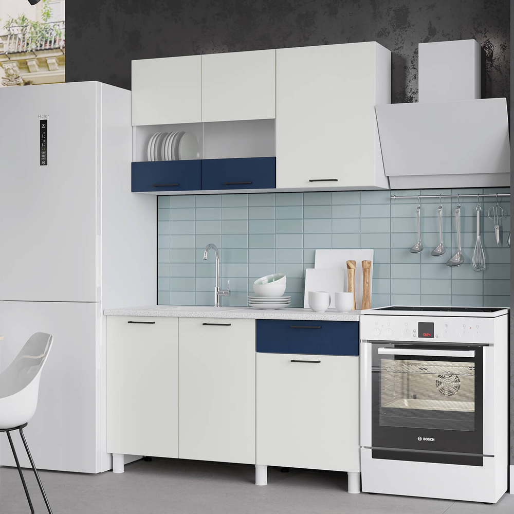 "Trend 1300" МДФ Арктик - мурено, мрамор милк - холст латте, холст сапфир - холст молоко, белый эмалит - холст вулкан, белый эмалит - бетон лайт, мрамор арктик - бетон грей