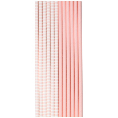Трубочки для коктейлей бумажные в розовом цвете, пастель, 12 шт