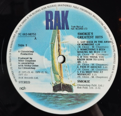 Винтажная виниловая пластинка LP Smokie Greatest Hits (Швеция 1977)