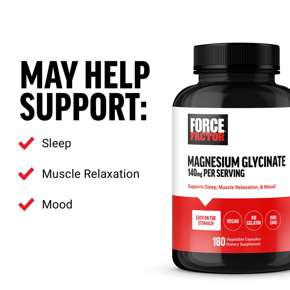 Force Factor, Глицинат магния, 180 растительных капсул (70 мг на капсулу)
