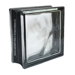 Купить Стеклоблок бесцветный волна черный бриллиант Vitrablok 19х19х8