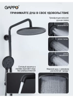 Душевая система с тропическим душем Gappo G2406-6