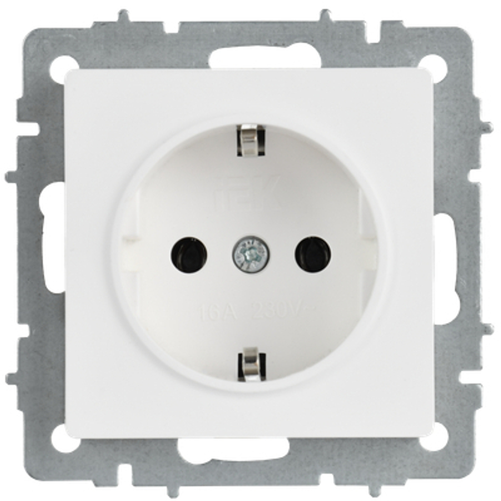 BRITE Розетка 1-местная с заземлением без защитных шторок 16А РС11-1-0-БрАБ арктический белый IEK